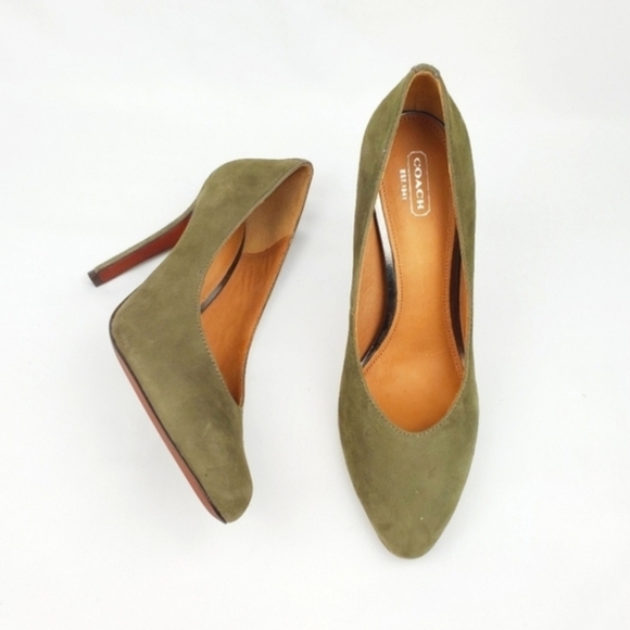 Coach Urban Seude Green Pumps - Picture 1 of 9